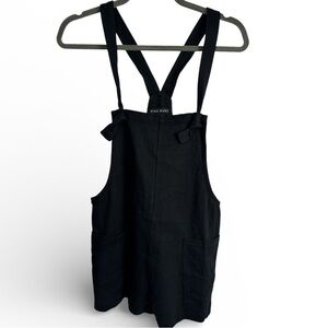 Miou Muse NWT Black Overall Romper Tie Strap Shortalls Linen Blend Medium